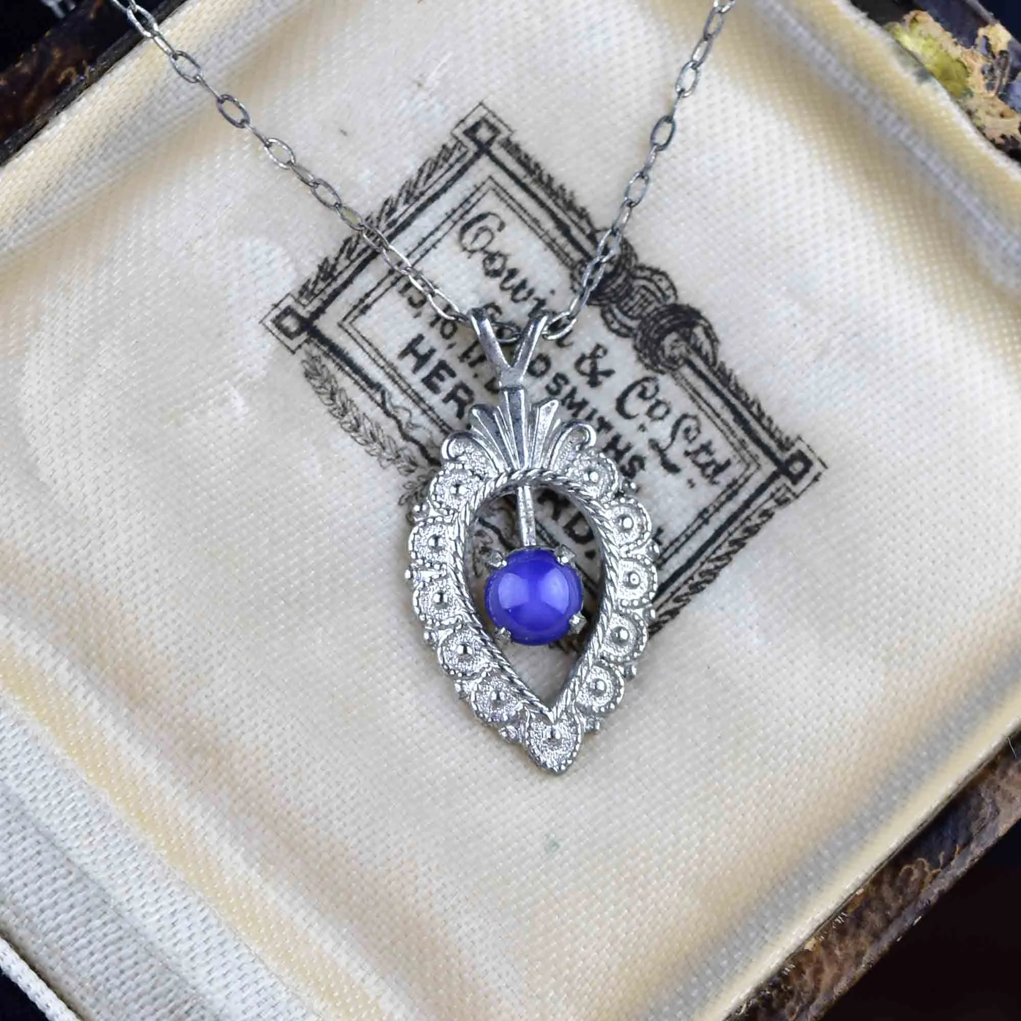 Vintage Sterling Silver Lindy Star Sapphire Necklace