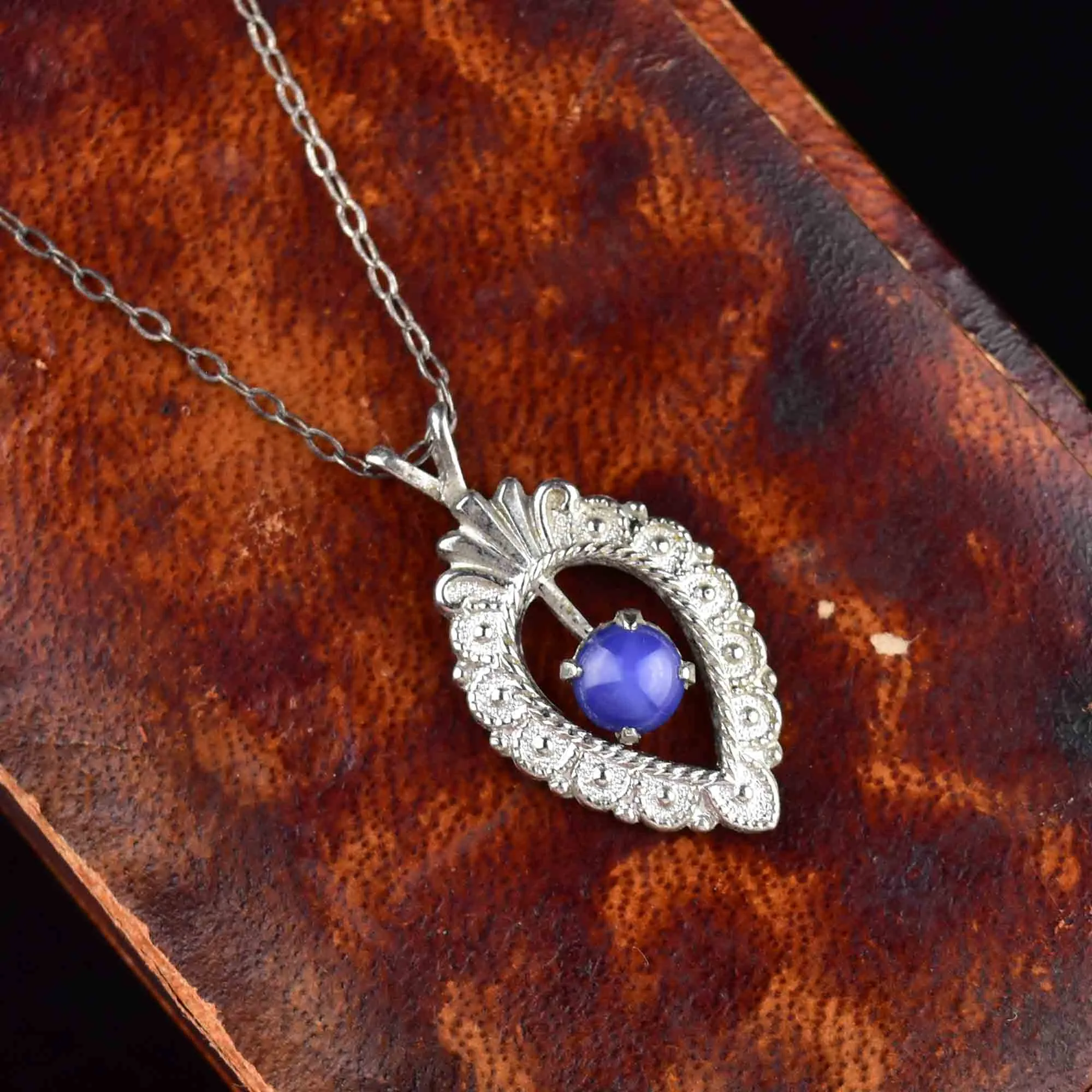 Vintage Sterling Silver Lindy Star Sapphire Necklace