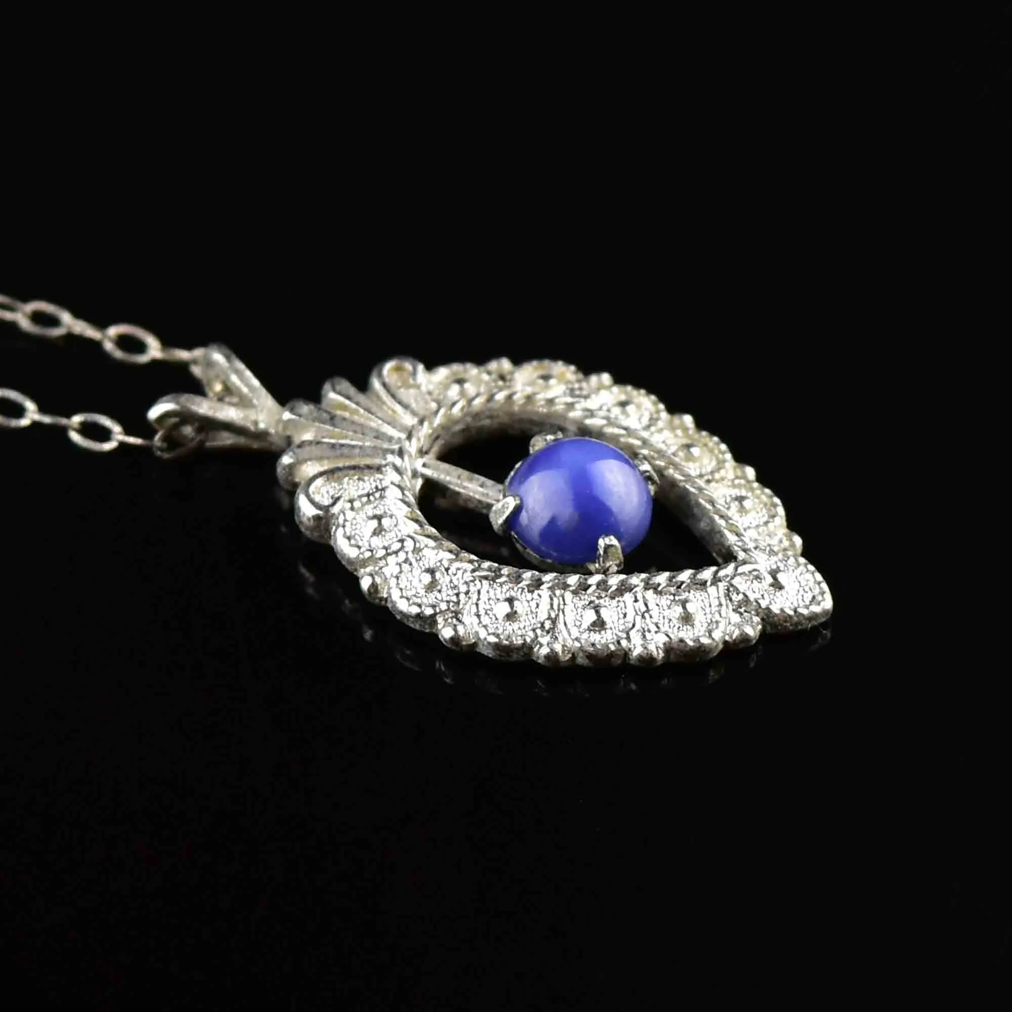 Vintage Sterling Silver Lindy Star Sapphire Necklace
