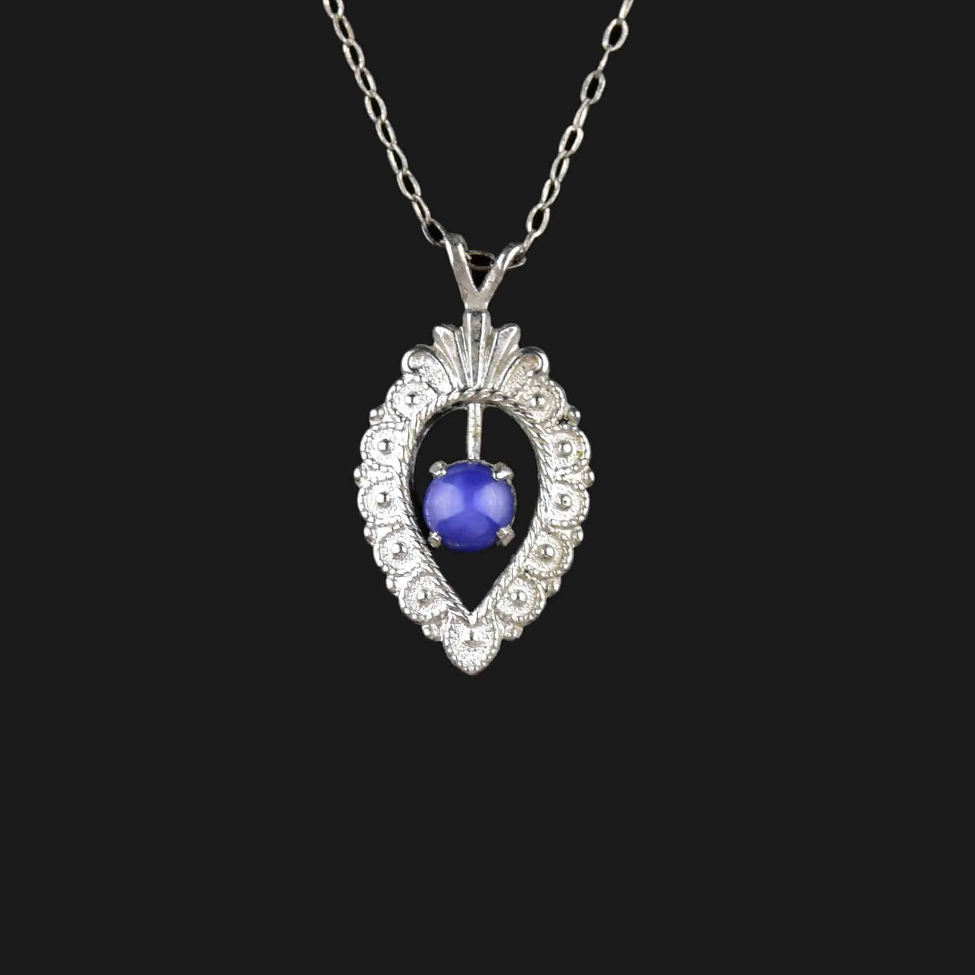 Vintage Sterling Silver Lindy Star Sapphire Necklace