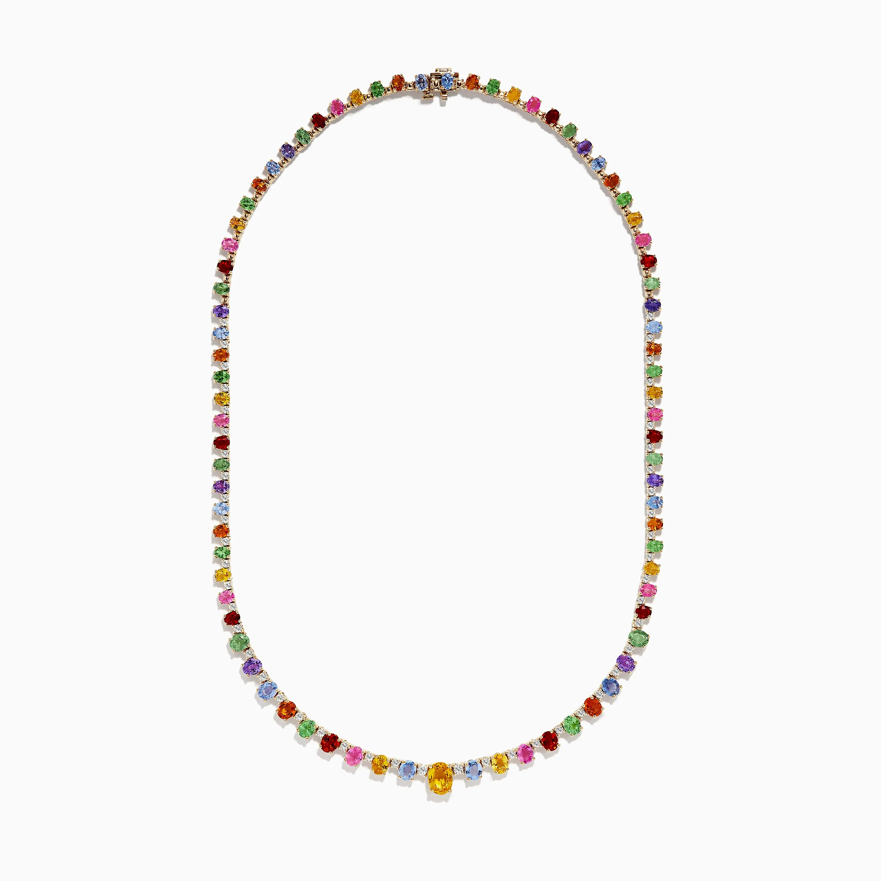 Watercolors 14K Gold Multi Sapphire and Diamond Necklace