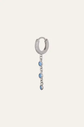 Waterfall turquoise & white stones sterling silver huggie
