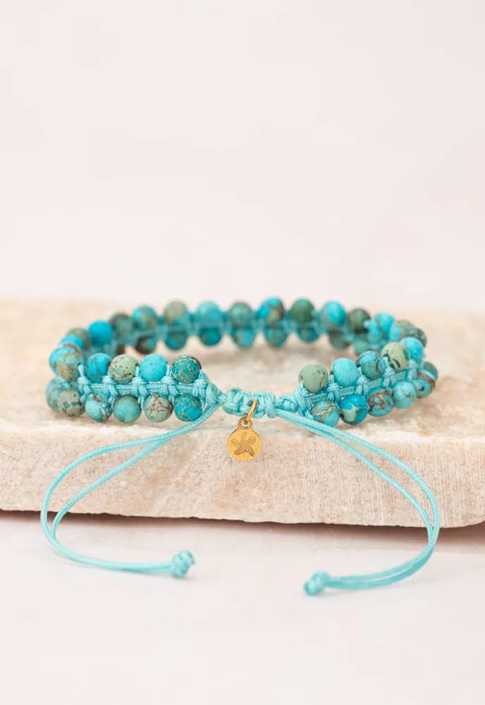 Wear Blue Handwoven Beaded Bracelet in Turquoise