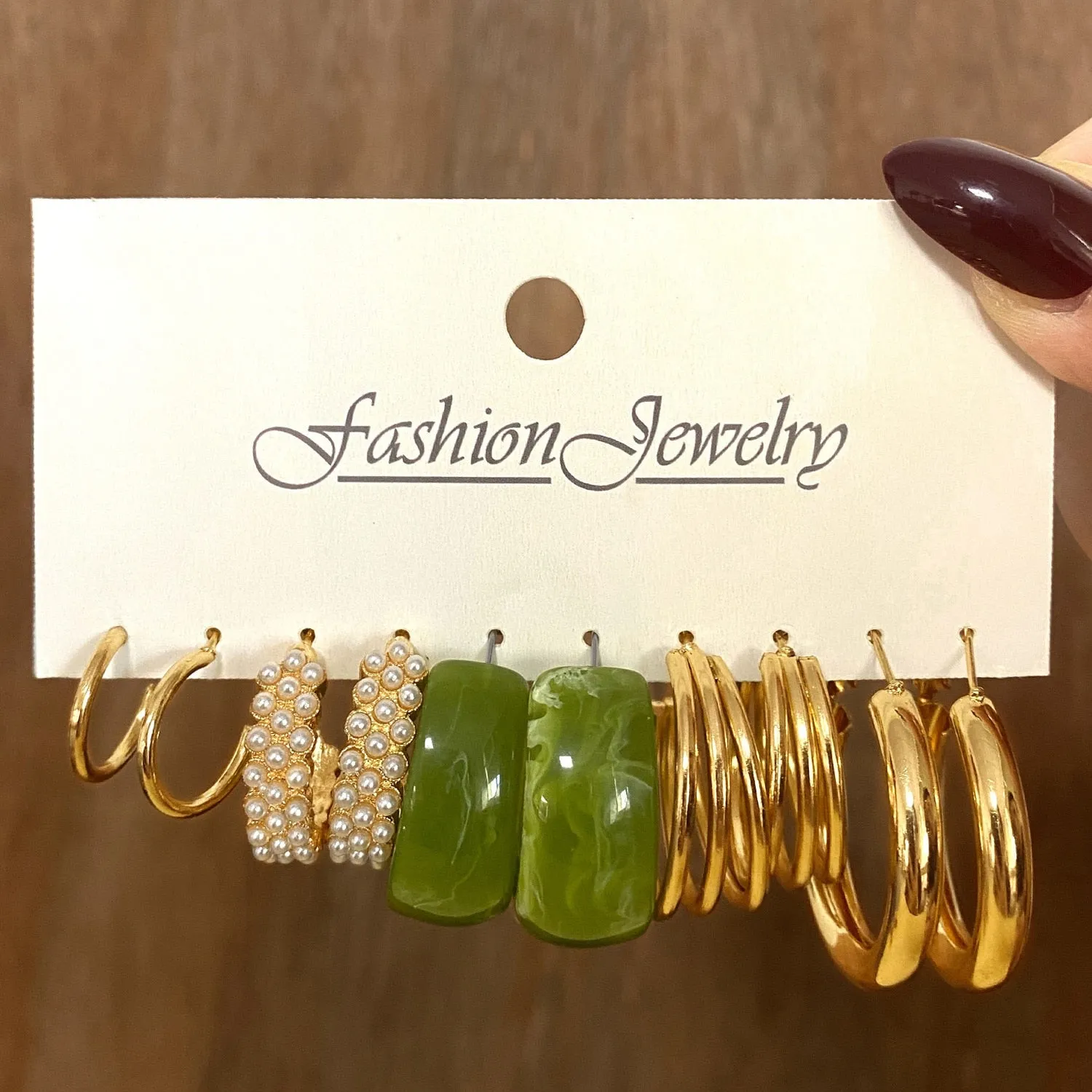 Wenkouban 6Pairs Punk Metal Pearls Big Hoop Earrings for Women Bohomia Gold Color Chain Circle Geometric Drop Earring Fashion Jewelry 2022