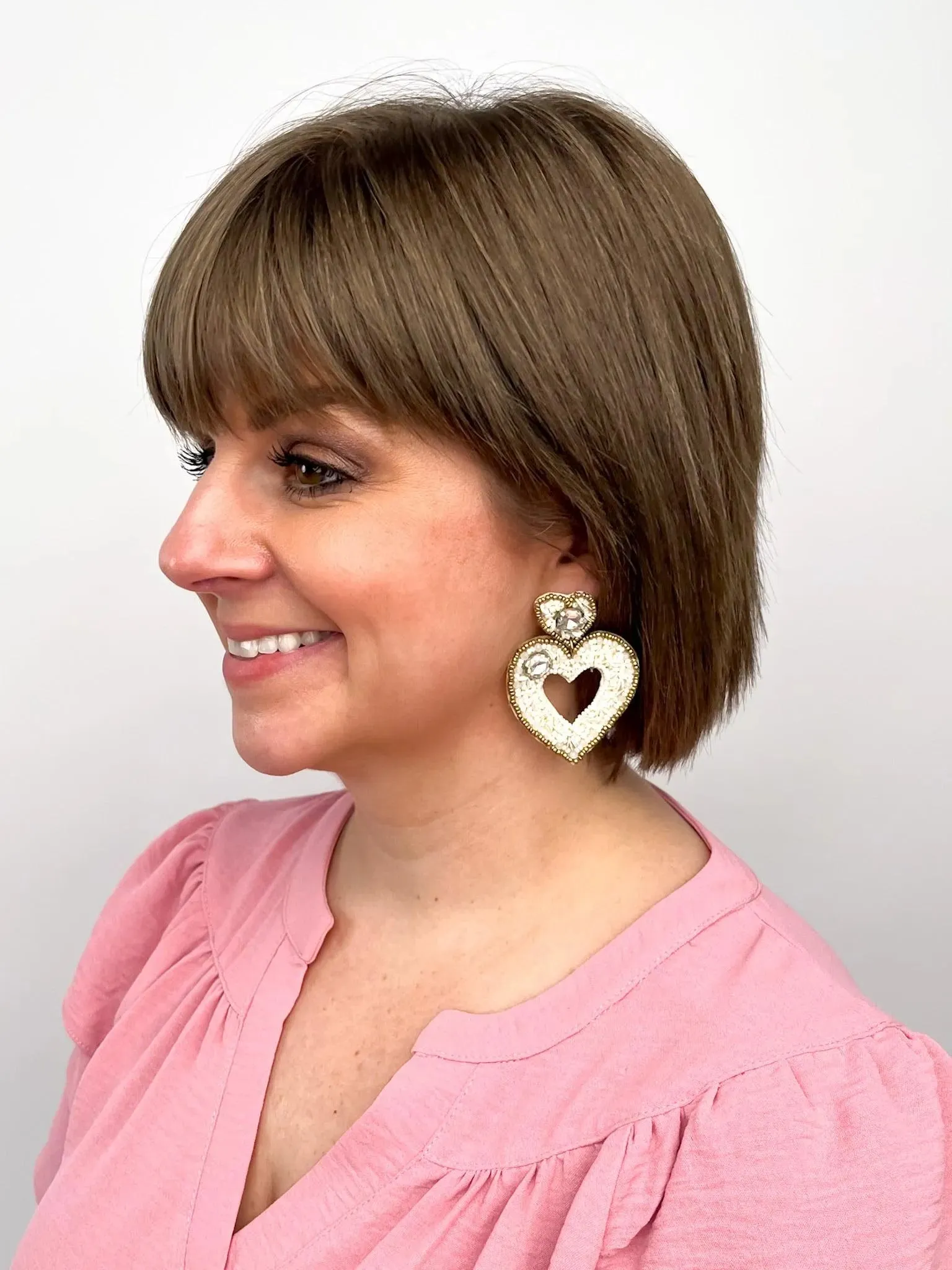 White Heart Earrings