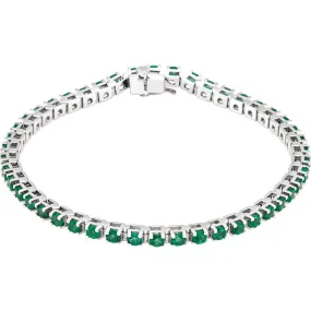 White Natural Emerald Tennis Bracelet