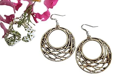Whittlewud Pack of 20 Lace Earrings, natural wood gift lightweight cutouts openwork delicate round, Multiple Design,Sizes & 3MM Thickness.