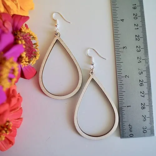 Whittlewud Pack of 20 Lace Earrings, natural wood gift lightweight cutouts openwork delicate round, Multiple Design,Sizes & 3MM Thickness.