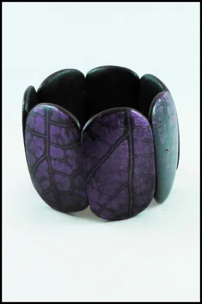 Wood Leaf Motif Stretch Bracelet