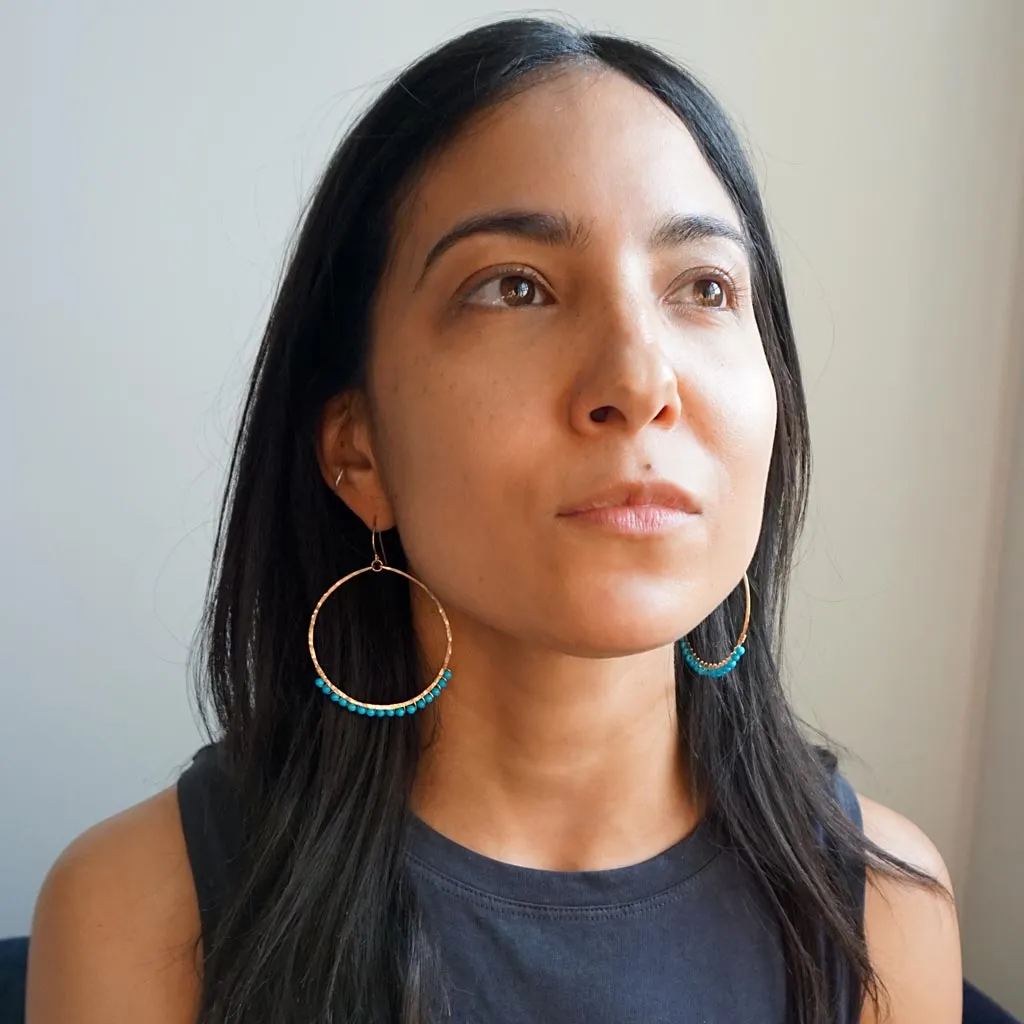 XL Gemstone Arc Hoops - Turquoise