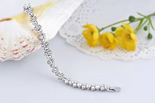 Yellow Chimes Bracelet for Women and Girls A5 High Grade White Crystal Bracelets for women | Silver Toned Crystal Bracelet for Girls | Birthday Gift For Girls & Women