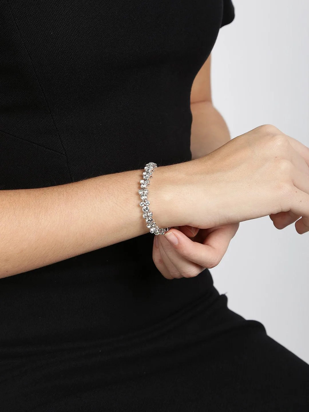 Yellow Chimes Bracelet for Women and Girls A5 High Grade White Crystal Bracelets for women | Silver Toned Crystal Bracelet for Girls | Birthday Gift For Girls & Women