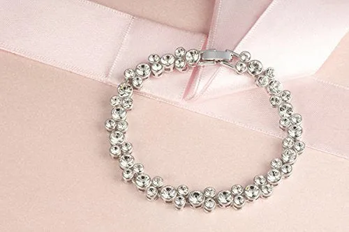 Yellow Chimes Bracelet for Women and Girls A5 High Grade White Crystal Bracelets for women | Silver Toned Crystal Bracelet for Girls | Birthday Gift For Girls & Women