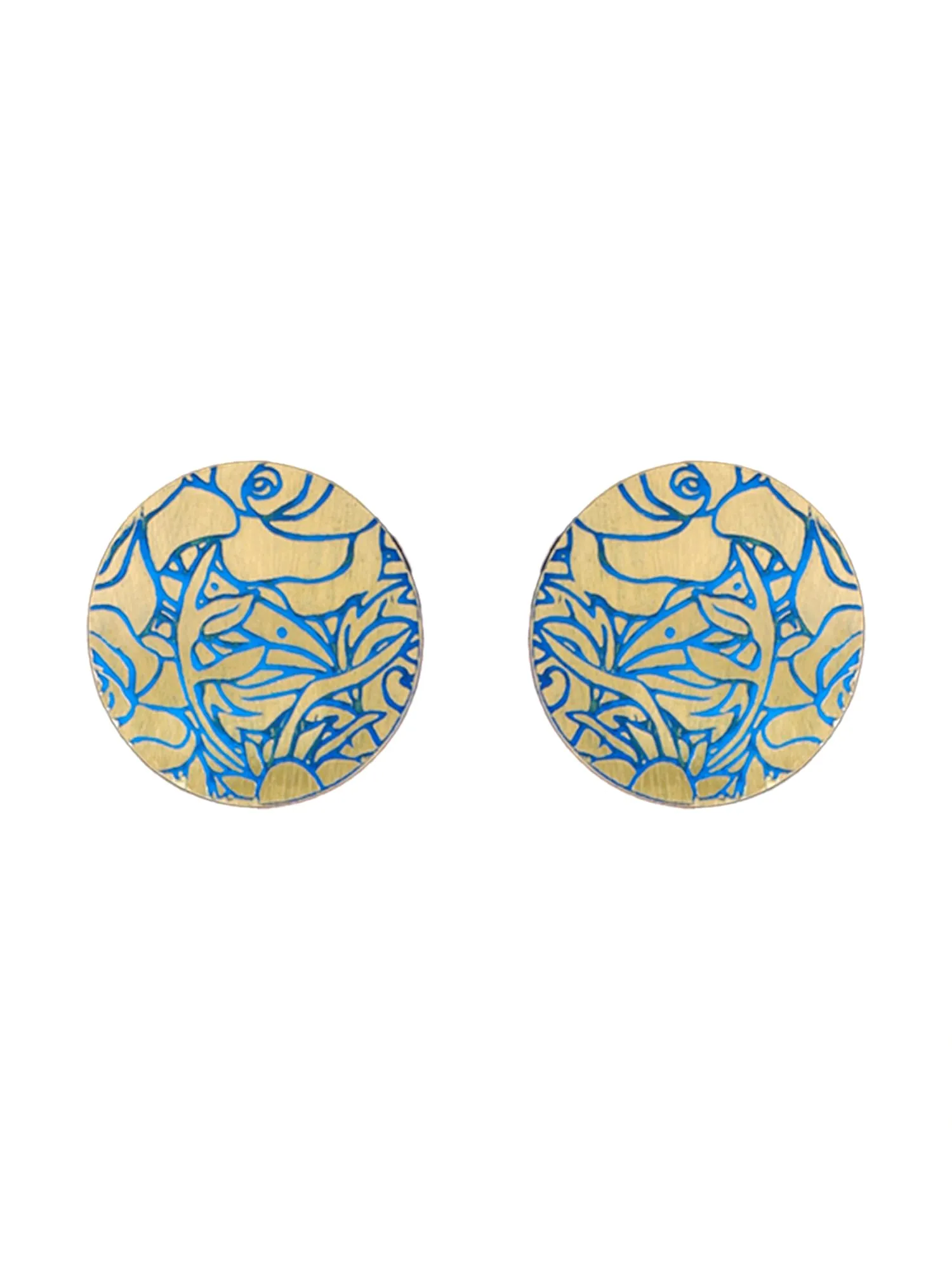 Yellow Chimes Meenakari Stud Earrings for Women | Fashion Earrings for Girls Golden Studs Earrings | Gold Plated Circle Shaped Women Earrings | Birthday Anniversary Gift for Girls Wife