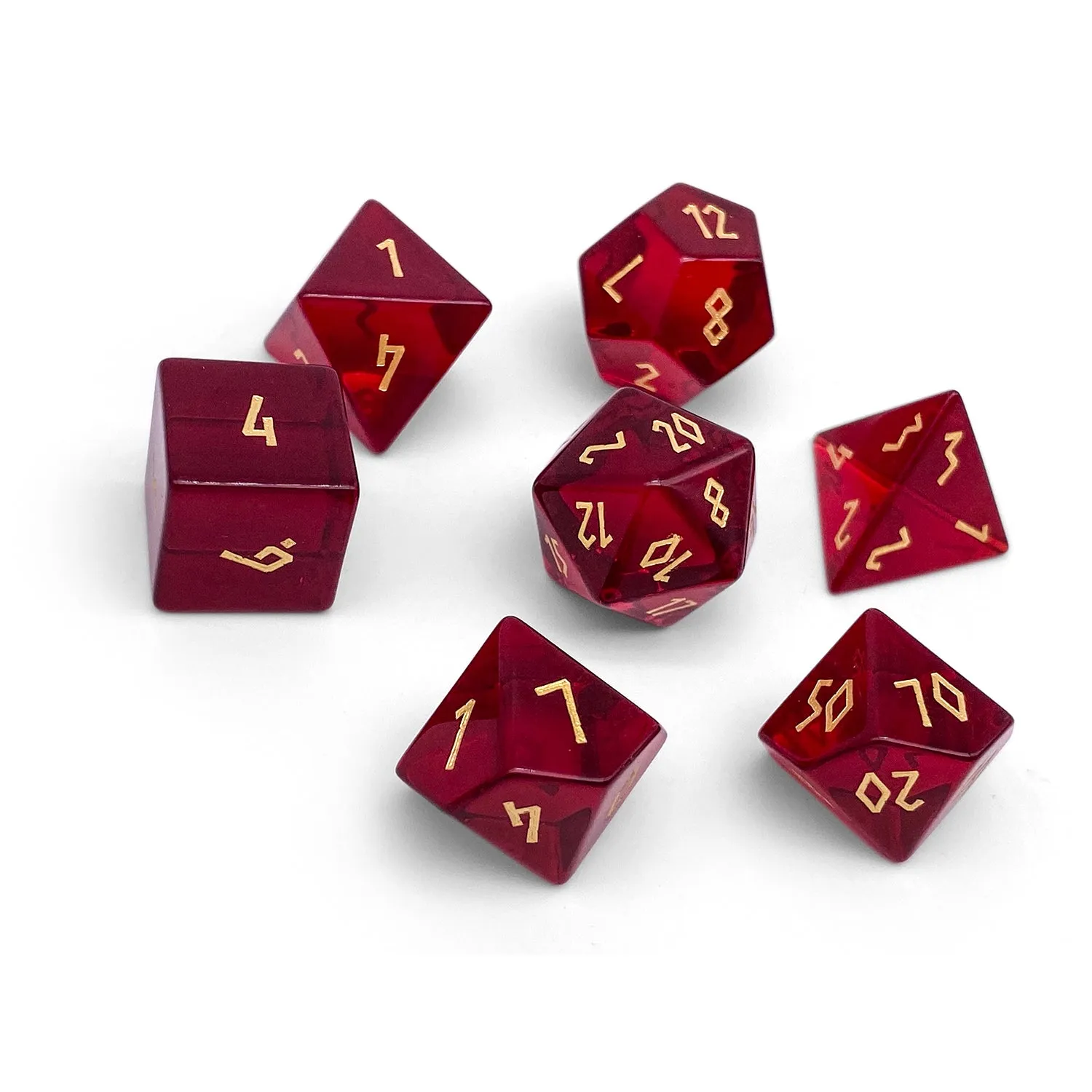 Zircon Garnet - 7 Piece RPG Set Zircon Glass Dice
